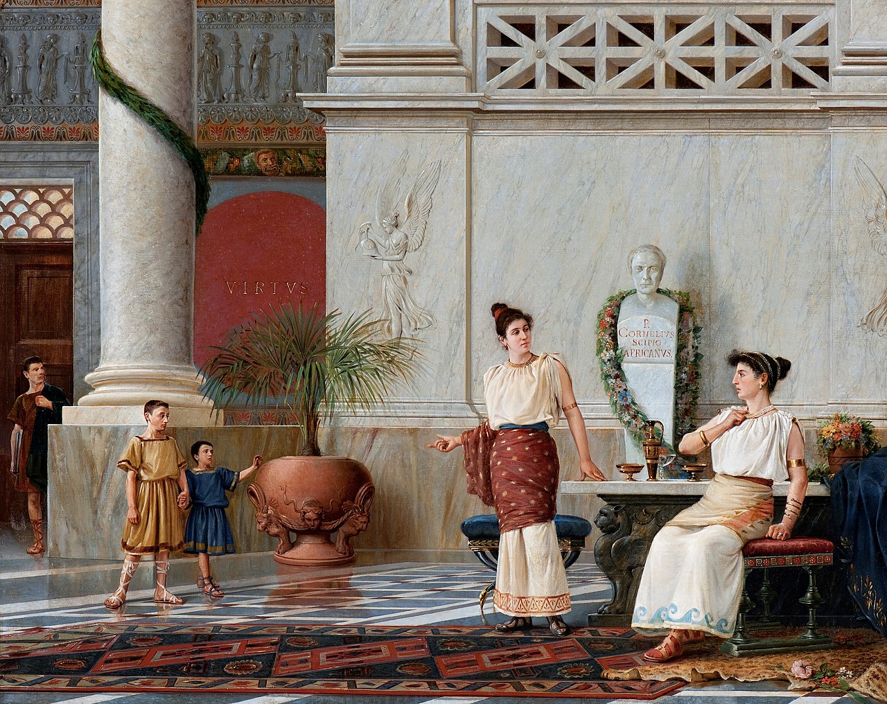 Корнелия представляет Гракхов женщине из Кампании. Умберто Руини, 1892